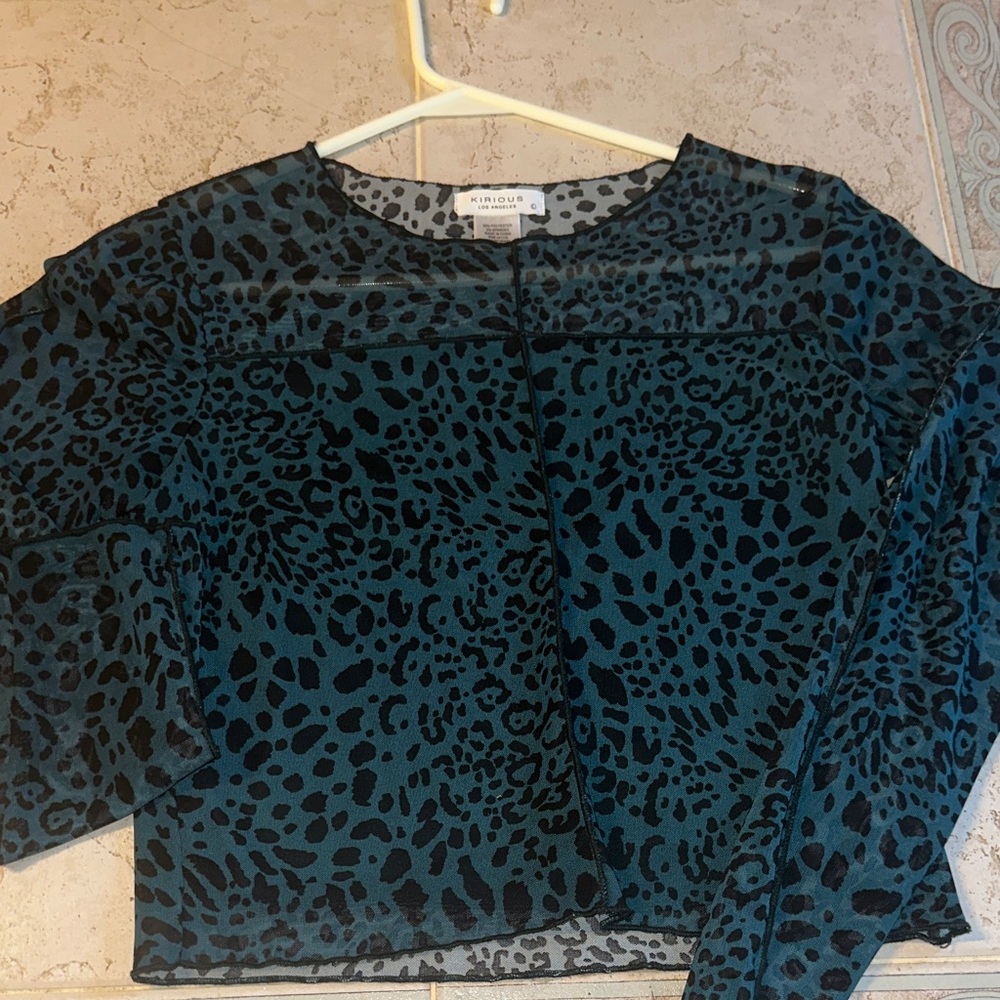 Kendou Teal and Black Animal Print Blouse